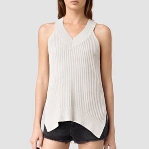 MOVING SALE: All Saints Ribbed Pullover Tank Top High-Low Cream Small